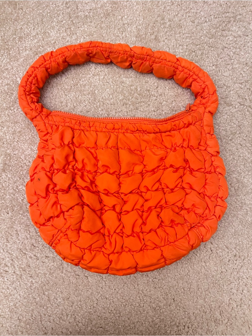 COS Orange Quilted Puffer Handbag